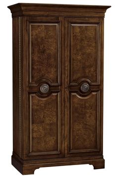 an armoire with two doors and handles