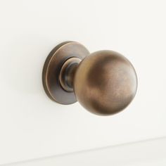 a close up of a door knob on a white wall