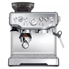 an espresso machine is shown on a white background