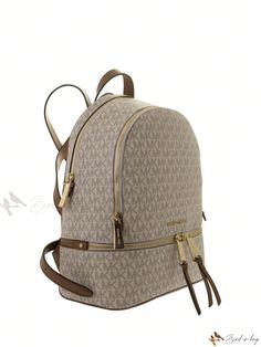 Bird in Bag - Elegant Women's Backpack in Light Brown School Bag With Zipper Closure In Coated Canvas, Coated Canvas Backpack With Zipper Closure For On-the-go, Coated Canvas Backpack With Zipper For School, Travel Backpack With Removable Pouch In Coated Canvas, Coated Canvas School Backpack, Coated Canvas Backpack With Zipper Closure, Everyday Coated Canvas Backpack With Removable Pouch, Beige On-the-go Bag For Back To School, Coated Canvas Backpack For Everyday Use