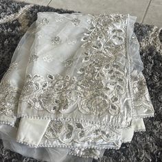 Beautiful White Net Saari With Sliver, Pearl And Sequence Work On All Over The Saari With Padded Blouse. It Is Designer Saari Womens Sizes, White, Women Shopping, Color, Design