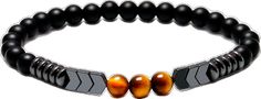 Modern Black Hematite Jewelry, Casual Black Hematite Jewelry, Stone Energy, Energy Bracelets, Bracelet Men, Energy Stones, Onyx Bead, Tiger Eye Stone, Eye Stone