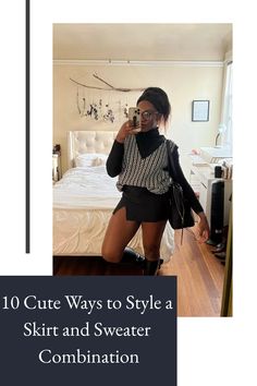 An effortlessly chic outfit pairing a simple skirt with a cozy sweater for a cute and aesthetic look that will have you feeling stylish and comfortable all day long. Click here for fashion inspo!