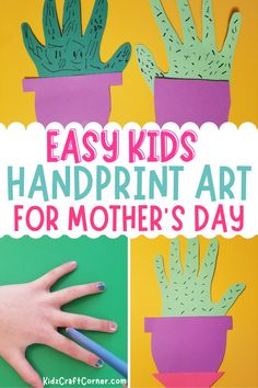 easy kids handprint art for mother's day