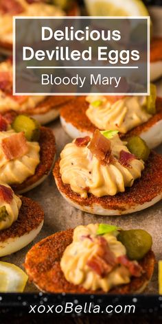 delicious deviled eggs with bacon and jalapenos on top are the perfect appetizer for any party