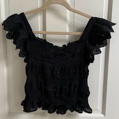 Cute Aqua Top For Summer! New With Tags On Summer Black Ruched Tops, Black Ruched Summer Tops, Black Ruched Tops For Summer, Casual Black Ruched Top, Ruffled Crop Top, Peplum Crop Top, Flowy Crop Top, Sequin Crop Top, Ruffle Crop Top