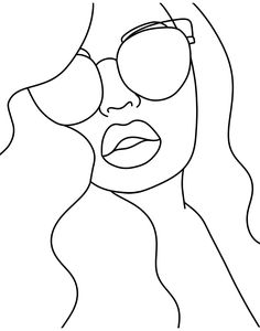 a line drawing of a woman wearing sunglasses