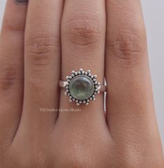 Prehnite Ring, 925 Sterling Silver Ring, Natural Gemstone Ring, Handmade Silver Jewelry, Boho Ring, Healing Crystal Ring, Ring For Women Gemstone Name - Prehnite  Stone Quality - AAA Ring Weight - 3.11gm Stone Shape - As shown in the picture Ring Size - All Ring Size Available  * You Will Get The Same Product As Shown In The Picture. We serve complete 925 sterling silver Jewelry and genuine properties of the stone. The products are dispatched from the small business from USA. Product Quality and Packaging - Our all products are 925 Silver Stamped which shows that the product is genuine and authentic .The products are dispatched from the small business from USA so you get the product on time and the product packaging comes in bubble foil wrap with all the precautions taken primarily that yo Handmade Crystal Ring With May Birthstone, Handmade Stackable May Birthstone Rings, Natural Stone Rings For May Birthstone, Green Amethyst Ring In Sterling Silver, Silver Emerald Ring With Stone Setting, Handmade Green Sterling Silver Birthstone Ring, Green Sterling Silver Crystal Ring, Silver Stackable Rings With Natural Stones, Handmade Green Moonstone Ring In Sterling Silver