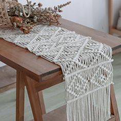 "Macrame Bohemian-style Handmade Woven Table Runner" Macrame Table Mat, Hung Over, Woven Mat, Woven Table Runner, Dining Table Runner, Macrame Runner, Bohemian Table, Macrame Table, Boho Table Runner