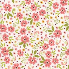 a white background with pink flowers and green leaves