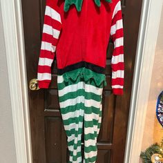 Secret Treasures Womens Extra Small Elf Christmas Ugly Hooded Pajama Costume Xs Preowned Good Condition Hooded Pajama, Unicorn Onesie Pajamas, Elf Pajamas, Pajama Costume, Black Pajamas, Fleece Pajama Pants, Onesie Pajamas, Elf Christmas, Striped Pyjamas