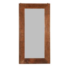 an old wooden frame mirror on a white background