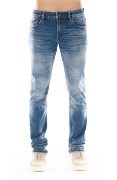 Slim-fitting stretch jeans feature a dimensional medium wash, subtle distressing and signature stitching at the back leg for an everyday edgy look. Zip fly with button closure Five-pocket style 98% cotton, 2% spandex Machine wash, line dry Imported Edgy Look, Slim Fit Jeans, Stretch Jeans, Fit Jeans, Rocker, Stitching, Nordstrom, Slim Fit, Spandex