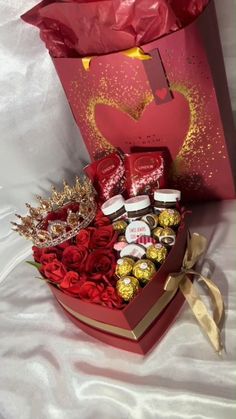 "A heartwarming image of Valentine gifts, each carrying a message of love. Spread joy and affection this Valentine's Day! 💖🎁 #LoveTokens" Flower Chocolate Box Gift, Box With Roses And Chocolate, Valentines Bouquet Ideas, Flower Gift Box Ideas, Box Flowers Gift Ideas, Valentine Gift Box Ideas, Valentines Gift Box Ideas, Box Present Ideas, Chocolate Box Diy