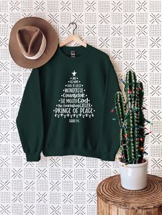 Religious Christmas Sweatshirt Christmas Christian Tshirts, Winter Sweatshirt Designs, Christmas Shirts Christian, Christmas Christian Shirt, Christian Christmas Sweatshirt, Christmas Christian Shirts, Christmas Cotton Sweatshirt With Graphic Print, Christmas Green Sweatshirt With Graphic Print, Christmas Green Graphic Print Sweatshirt