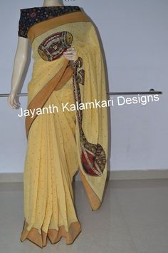 Kalamkari patch work saree JKD4285 more details @ 9959502904 Silk Kalamkari Sarees, Pen Kalamkari Sarees, Kalam Kari, Kalamkari Blouse, Kalamkari Designs, Kalamkari Sarees, Applique Work, Kalamkari Saree, Work Sarees