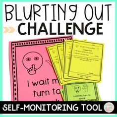 Do your students need frequent redirection for blurting out?  Are you losing valuable instructional time due to blurting out?  Blurting out is often related to poor impulse control.  Impulse control is an important executive functioning skill.  It can often be improved on by using different strategies and supports.  This printable resource includes visuals and self-monitoring sheets for students to set and track goals. Included: 1 printable 8.5" x 11" visual reminder  poster that says, "I raise Brain Breaks Elementary, Work Strategies, Social Work Offices, Counseling Tips, Track Goals, Classroom Discipline, Student Tips, Visual Supports, Impulse Control