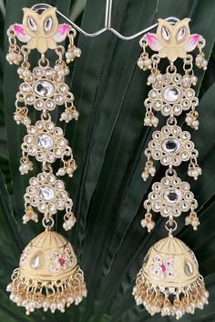 Zara Meenakari Jhumka earring is stylish and pretty will go with any occasion and  ethnic outfit. Cream Color Light weight  12 cm in length  Any questions please feel free to ask Luxury Latkans Earrings For Celebration, Outfit Cream, Kundan Jhumka, Ethnic Outfits, Jhumka Earrings, Cream And Gold, Color Light, Cream Color, Jewelry Earrings Dangle