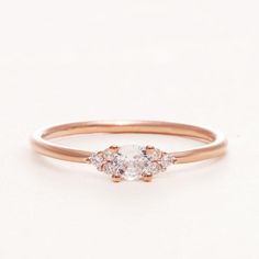 rose gold promise ring, ring for her, ring with diamonds, Engagement ring Engagement Ring Delicate, Rose Gold Promise Ring, Gold Promise Ring, Simple Engagement, Minimalist Engagement Ring, Gold Promise Rings, Gold Rings Stackable, Cluster Rings, Simple Engagement Rings