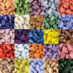 many different colored blocks are arranged together