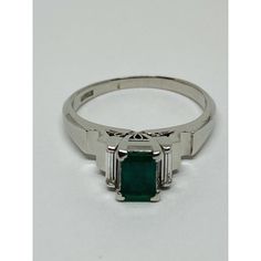 Diamond .64 Emerald Diamond Platinum Engagement Cocktail Ring 7.5. Dover Jewelry Presents The Following Item, Please Read The Information Below Carefully: Estate Diamond Emerald Platinum Ring Metal Type: Platinum Total Item Weight Approx: 6 Grams Top Measures Approx: 7.5x6.5mm (Diamond And Emerald Part) Ring Size Approx: 7.5 Sizable) 1. Gemstone: Genuine Diamond Number Of Stones: 2 Carat Total Weight Approx: 0.12 Cttw Stone Shape: Baguette Cut Color Grade Approx: H-I Clarity Grade Approx: Si1 Setting: Channel Set 2. Gemstone: Genuine Emerald (With Natural Inclusions) Number Of Stones: 1 Carat Total Weight Approx: .52 Cttw Stone Shape: Rectangular Emerald Cut Setting: Prong Set Classic Gia Certified Emerald Ring, Classic Brilliant-cut Emerald Ring In Platinum, Classic Platinum Emerald Ring With Center Stone, Classic Gia Certified Emerald Diamond Ring, Classic Platinum Emerald Ring With Brilliant Cut, Classic Green Baguette Cut Diamond Ring, Classic Green Platinum Ring, Classic Green Platinum Rings, Classic Emerald Ring With Diamond Cut For Anniversary