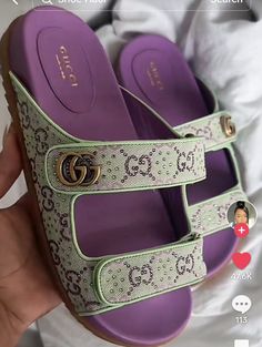 Glamorous Luxury Gucci Sandals, Spring Luxury Gucci Sandals, Luxury Gucci Slides With Branded Heel, Pink Lv Slides, Luxury Gucci Slides With Cushioned Footbed, Pretty Sneakers, Trendy Shoes Sneakers, Cute Slippers, Shoes Heels Classy