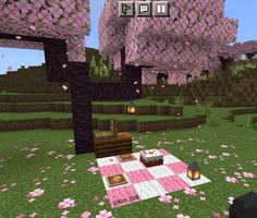 Minecraft Cute Couple Minecraft Houses, Minecraft Pink Room Ideas, Pink Garden Minecraft, Pink Living Room Minecraft, Pink Farm Minecraft, Mincraft Idea Houses Coquette, Pink Minecraft Village, Valentines Minecraft Builds, Cherry Blossom Interior Minecraft