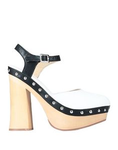 No appliqués Two-tone Leather backing Buckling ankle strap closure Round toeline Square heel Rubber sole Contains non-textile parts of animal origin Clogs model White Sandal, White Sandals Heels, Sandal Heels, Womens Mules, Jeffrey Campbell, Mule Clogs, Sling Backs, Mule, Soft Leather