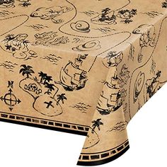 a table cloth with pirate symbols on it