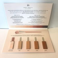 Fenty Beauty By Rihanna Pro Filt'r Soft Matte Longwear Foundation Five Deluxe Minis! 1. Primer (0.64ml), 2. Foundation 150 (0.53ml), 3. Foundation 220 (0.53ml), 4. Foundation 340 (0.53ml), And 5. Foundation 420 (0.53ml)! No Bullying, Price Complaints, Harassment, Or Offensive Comments. My Closet Is A Safe Place. Positive Vibes Only! Fenty Rihanna, Foundation Colors, Matte Foundation, A Safe Place, Positive Vibes Only, Sephora Makeup, Product Development, Fenty Beauty, Safe Place