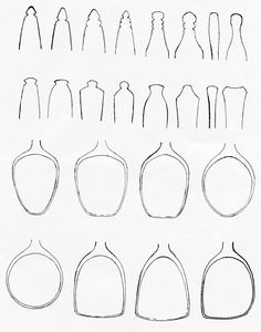 a drawing of different shapes and sizes of hair