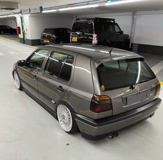 the car is parked in the parking garage