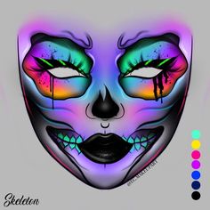 Maquillaje de payasa Creative Halloween Makeup, Paint Halloween, Holloween Makeup, Makeup Charts, Scene Makeup, Makeup Drawing, Halloween Makeup Pretty, Face Charts, Makeup Face Charts