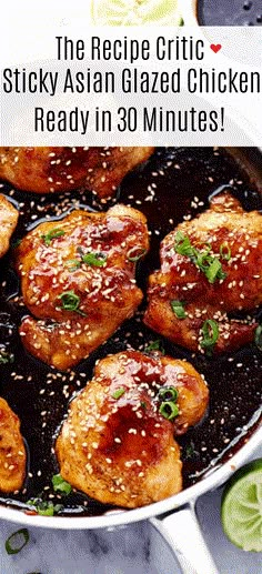 Sticky Asian Glazed Chicken are tender and juicy chicken breasts that get coated in a sticky sweet asian sauce. This meal is ready in just thirty minutes and the flavor is awesome! Sticky Asian Chicken Thighs, Sweet Asian Sauce, Asian Chicken Breast Recipes, Asian Glazed Chicken, Asian Glaze, Sticky Chicken Thighs, Asian Chicken Thighs, Chicken Thights Recipes, Sticky Chicken