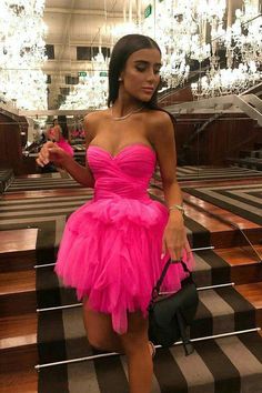 Hot Pink Homecoming Dresses, Short Graduation Dress, Hot Pink Homecoming, Hot Pink Homecoming Dress, Junior Girl Dresses, Short Graduation Dresses, Homecoming Dress Short, Looks Pinterest, Pink Homecoming