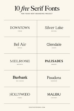 the different font styles for each type of font