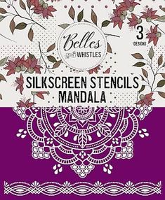 the label for silkscreenen stencils mandala, which is purple and white