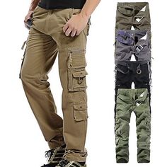 Season:Summer,Spring,Fall; Fabric:100% Cotton; Gender:Men's; Style:Tactical,Classic; Occasion:Work,Daily Wear; Details:Belt Not Included; Fit Type:Relaxed Fit; Waistline:Mid Waist; Pattern:Plain; Design:Flap Pocket,Multi Pocket; Pants Type:Cargo Trousers,Tactical,Work Pants,Cargo Pants,Trousers; Front page:FF; Hips:; Length:; Waist:; Fit US Size:1; Fit UK Size:1; Fit EU Size:1; Pants Length:Full Length Khaki Cargo Jeans For Outdoor Activities, Combat Style Cargo Pants With Functional Pockets For Outdoor, Combat Cargo Pants With Functional Pockets For Outdoor, Khaki Military Cargo Pants For Outdoor, Techwear Khaki Work Pants With Pockets, Khaki Techwear Cargo Pants For Hiking, Combat Style Khaki Cargo Pants For Hiking, Techwear Khaki Cargo Pants For Hiking, Khaki Pants With Pockets For Outdoor Work