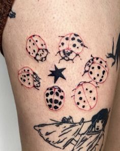 Ladybug Tattoo, Lady Bug Tattoo, Bug Tattoo, Illustration Tattoo, Spooky Tattoos, Makeup Tattoos