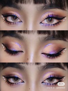 Mekap Mata, New Year's Makeup, Cute Eye Makeup, Rave Makeup, Inspiration Tattoos, Purple Makeup, Smink Inspiration, Eye Makeup Designs