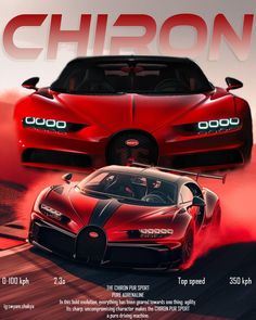 an advertisement for the bugatti chiron supercar