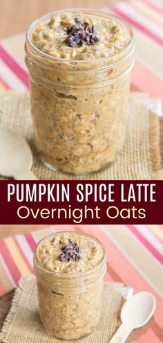 pumpkin spice latte overnight oats in a jar