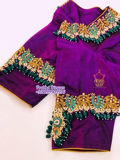 Prabha Blouses, Black Beats, Bridal Blouses, Sleeves Embroidery, Aari Designs, Aari Blouse, Saree Blouse Neck Designs, Maggam Works