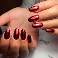 Top 27 Red Chrome Nail Styles - Dazzle with Trendy Manicures! - divagaze.com Nails Metallic Chrome, Nail Metallic, Metallic Sticker, Metallic Art, Metallic Nail