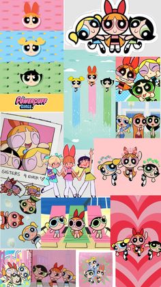 the powerpuff girls wallpapers are all in different colors and sizes, including pink