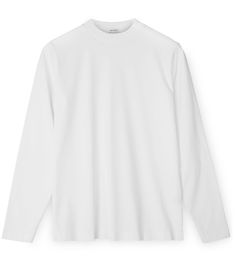 Long Sleeve High Neck T-Shirt, White, 200 g/m2 100% Supima Cotton Cheap White Men's Tops, Cheap White Men's Top, Cheap White Shirt For Playtime, Mens White Long Sleeve T Shirt, Cheap White T-shirt With Machine Embroidery, Affordable Personalized White Shirt, Baggy White Long Sleeve Shirt, Cheap White Shirt With Team Logo, Mens Long Sleeve White Shirt