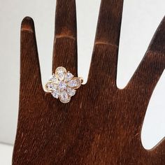 Beautiful Ring With Crystals Gold Filled Flower Design Size 9 New #B11 Trendy Casual Dressy Work Office Wedding Party Feminine Flower Ring For Wedding, White Flower Ring For Party, Casual Dressy, Ring Color, Crystal Flower, Beautiful Ring, Work Office, Flower Ring, Dressy Casual