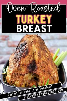 an oven roasted turkey breast in a cast iron skillet