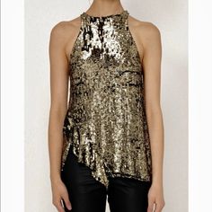 Brand New, Never Worn, No Tags. 3.1 Phillip Lim High Neck Silk Sequin Asymmetric Ruffle Sleeveless Tank Top. Fully Sequined, Asymmetric Ruffle Hem, Racerback. Antique Gold Sequins, Slightly Darker Tinge So Color Is Not As Flashy. Size 2. Elegant Asymmetrical Neckline Tank Top For Night Out, Elegant Asymmetrical Tank Top For Party, Asymmetrical Hem Tank Top For Summer Party, Summer Party Tank Top With Asymmetrical Hem, Sleeveless Tops For Spring Cocktail, Sleeveless Tops For Cocktail And Party Season, Chic Asymmetrical Hem Tank Top For Night Out, Chic Asymmetrical Neckline Tank Top For Night Out, New Years Eve Tops