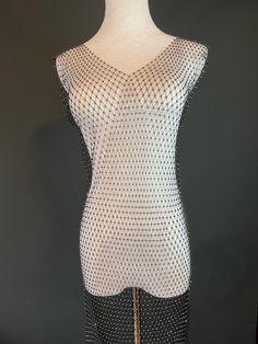 Rhinestone Beach Cover Up  See through fabric exclusive.  Poolside style at its best, the Beach Cover-Up Fishnet Top, Hand made with Beautiful Rhinestone Embellishment. Perfect for Summer.   This summer staple will elevate your summer look, becoming an iconic beach babe. Accented with an all-over rhinestone pattern.  Sizes S, M, L Other styles available Summer Stretch Mini Dress With Rhinestones, Poolside Style, Poolside Fashion, Fishnet Top, Fan Design, Women's Cover Up, Swimwear Cover Ups, Summer Staples, Swimwear Cover